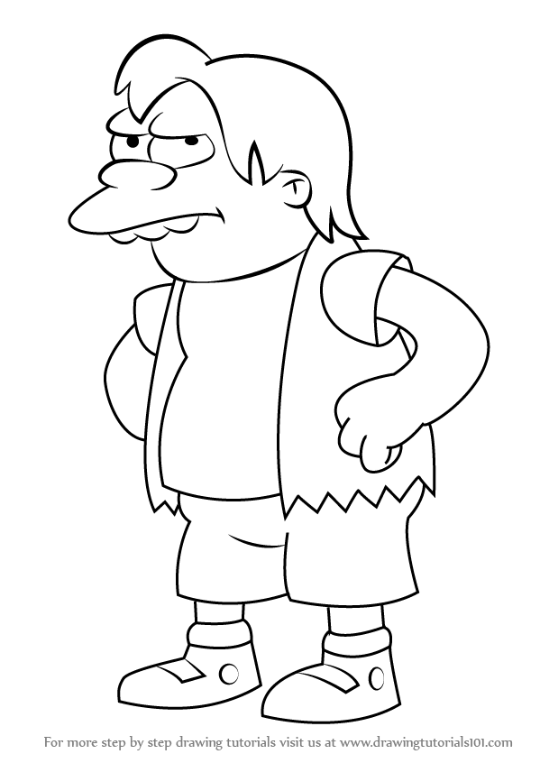 599x846 Learn How To Draw Nelson Muntz From The Simpsons (The Simpsons