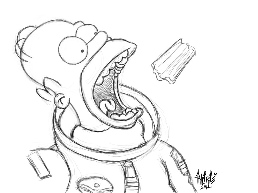 900x675 Homer Simpson (Sketch) By Aalcaraz78