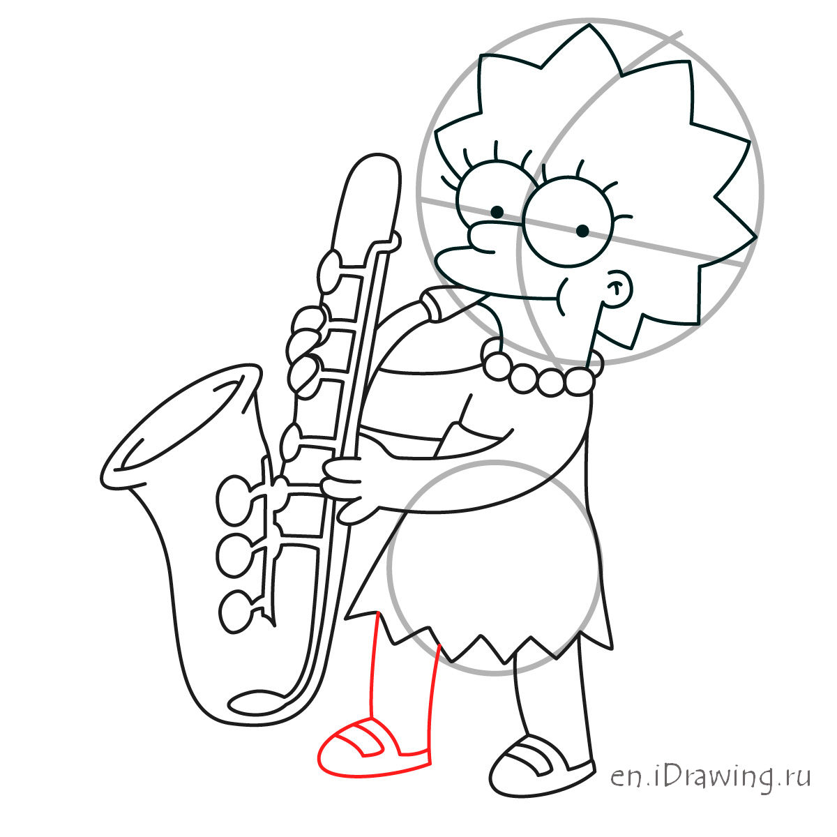 1200x1200 How To Draw Lisa Simpson Playing The Saxophone