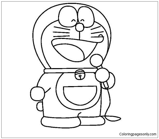 613x539 Doraemon Sing A Song Coloring Page