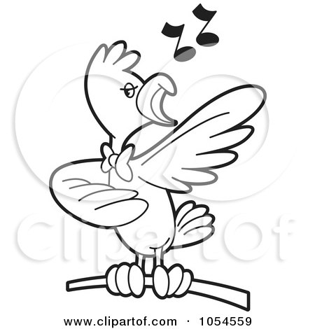 450x470 Royalty Free Vector Clip Art Illustration Of An Outlined Singing