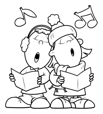 433x480 Girls Singing A Song Together Coloring Page Free Printable