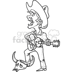 300x300 Royalty Free Cowboy Singing Drawing 372097 Vector Clip Art Image