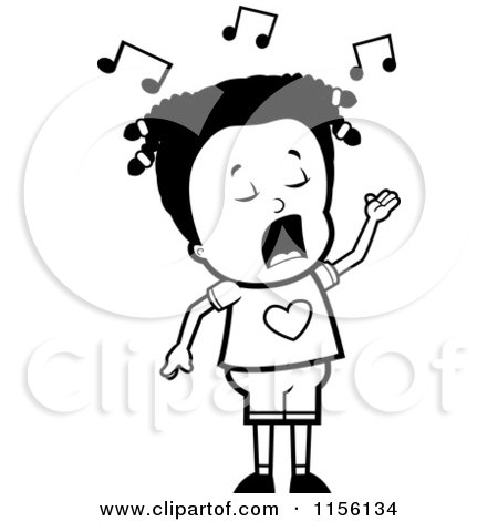 450x470 Cartoon Clipart Of A Black And White Cute Black Girl Singing