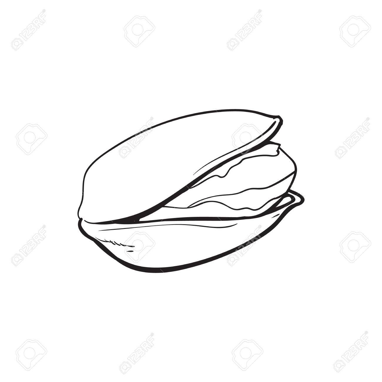 1300x1300 Single Black And White Pistachio Nut, Hand Drawn Sketch Style