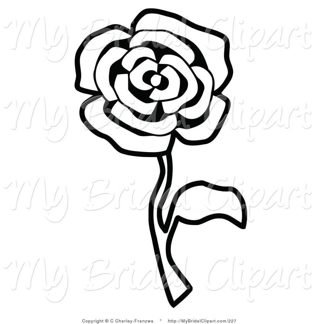 1024x1044 Bridal Clipart Of A Black And White Single Rose Coloring Page By C