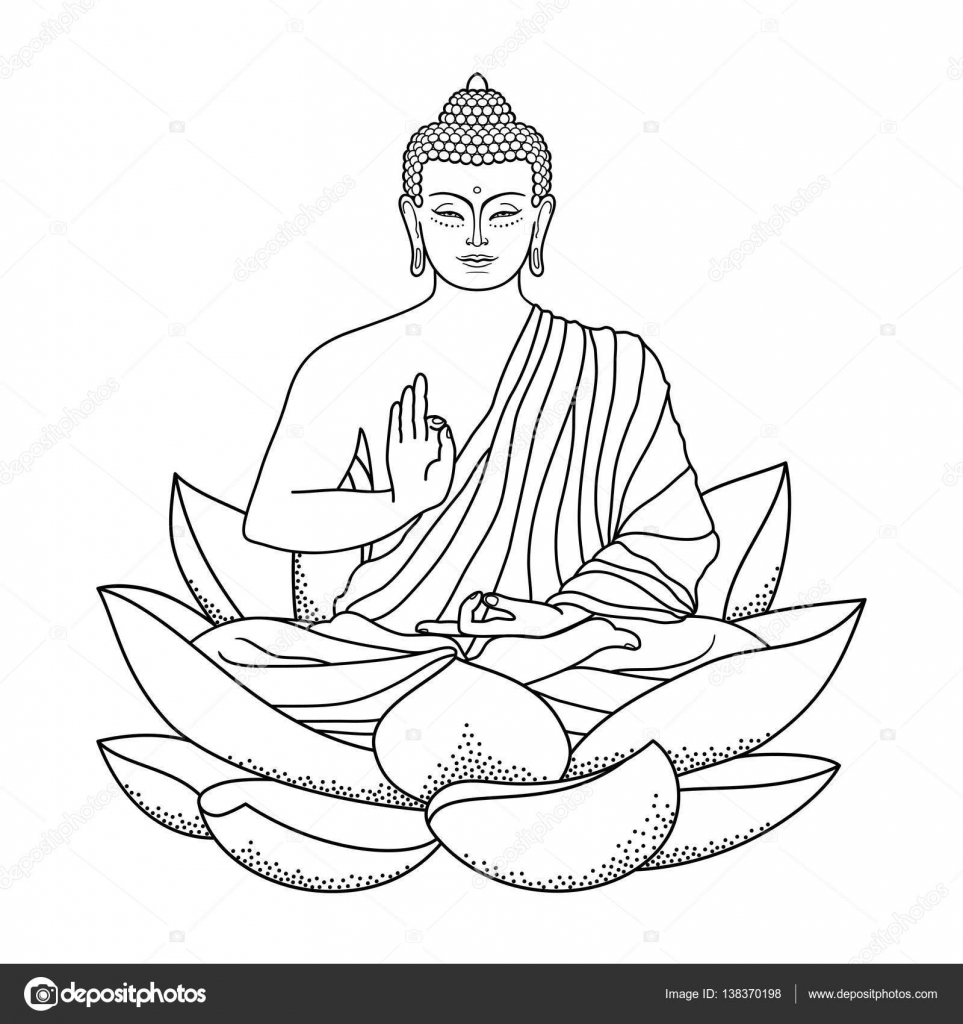 963x1024 Buddha Sitting On Lotus Stock Vector Kronalux