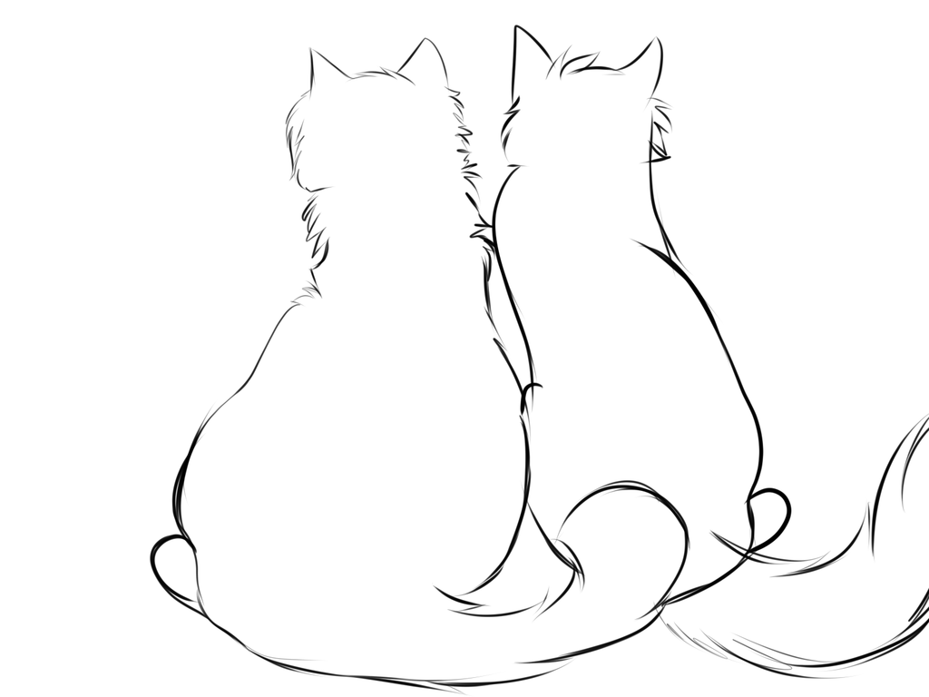 1024x768 Just A Sketch Of Two Cats Sitting Togther By Iloveslyfoxhound