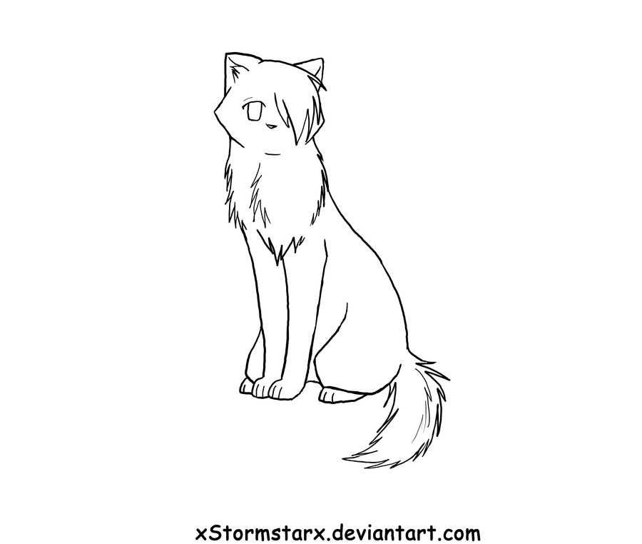 900x762 Sitting Cat Lineart By Xstormstarx