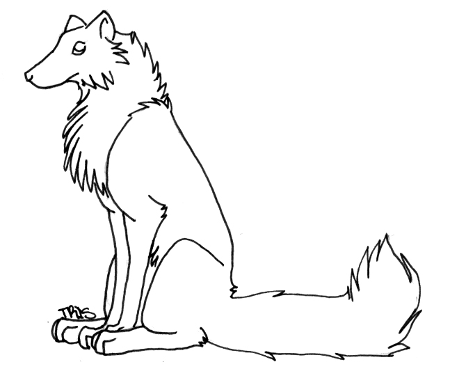 647x530 Free Sitting Wolf Lineart By Trisomy