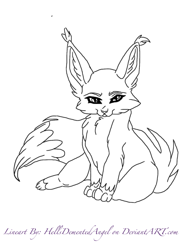 774x1032 Sitting Fox Lineart By Hellsdementedangel