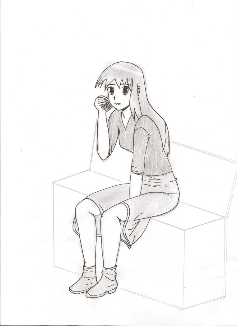762x1048 Girl Sitting With Phone Pose By Whiteknightx5