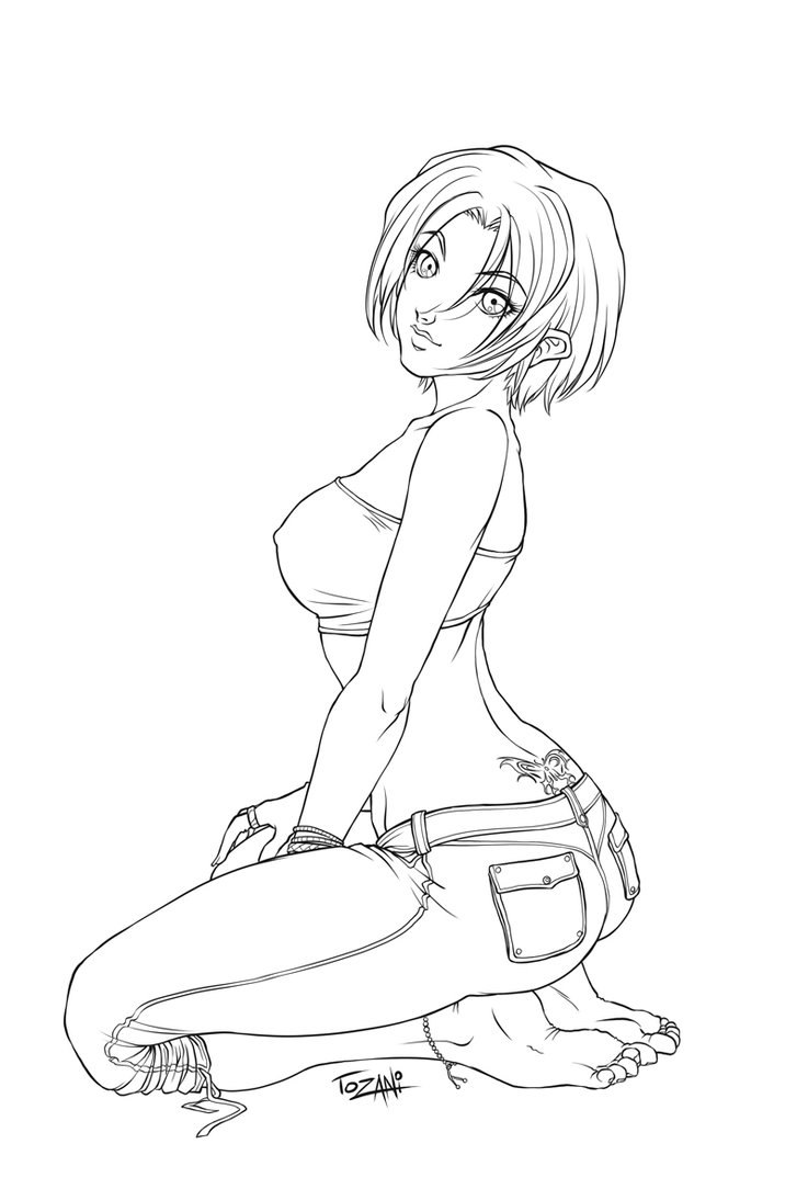 737x1084 Lineart Series Sitting Girl By Tozani On Black