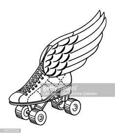236x277 Retro Roller Skate. Drawing Style. Vector Object Isolated On White