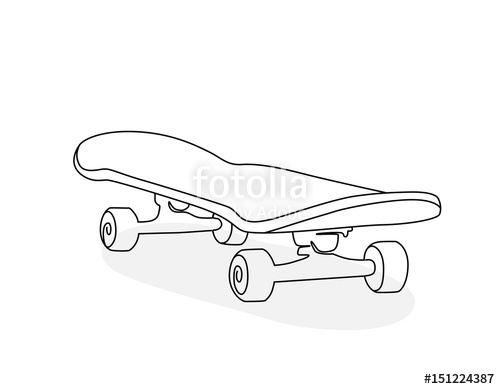 500x389 Hand Line Drawing Of A Skateboard Stock Image And Royalty Free