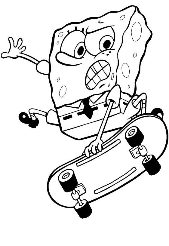 562x818 Spongebob Squarepants Playing Skateboard Coloring Page