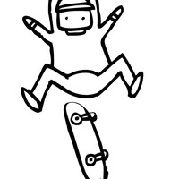 200x200 Boy On Skateboard Coloring Page