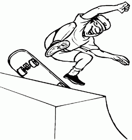 442x468 Skateboarding 4 Coloring Page