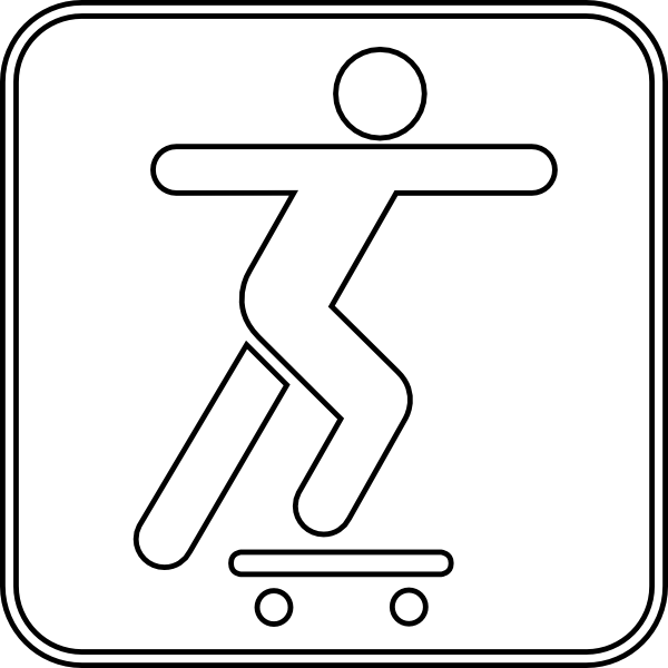 600x600 Skateboarding Symbol Outline Clip Art