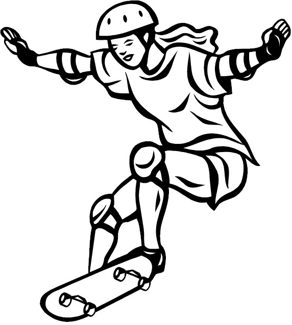 572x637 Skateboarding Coloring Page