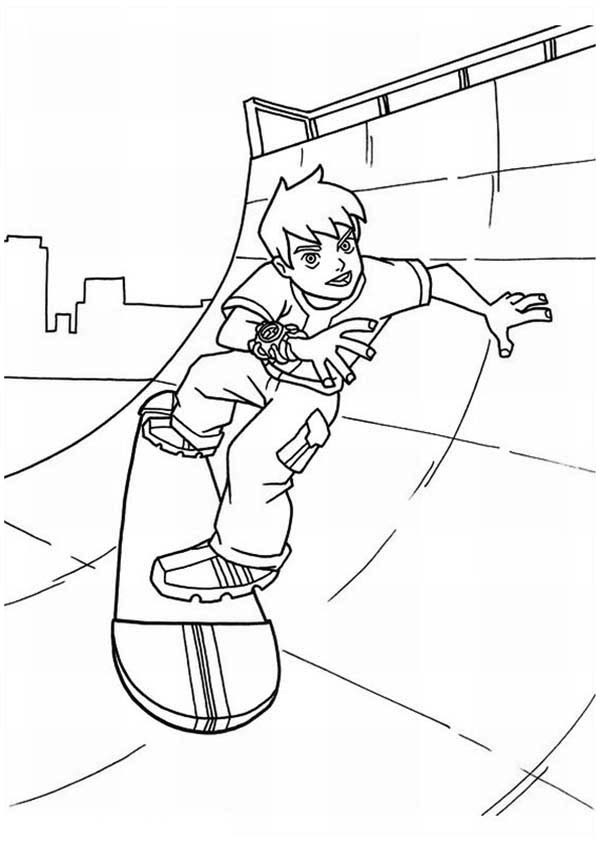 600x841 Skateboarding Coloring Pages Free Printables Young Ben Playing