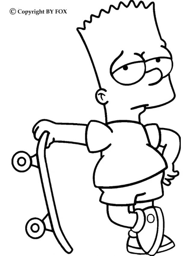 638x850 Bart The King Of Skateboarding Coloring Pages