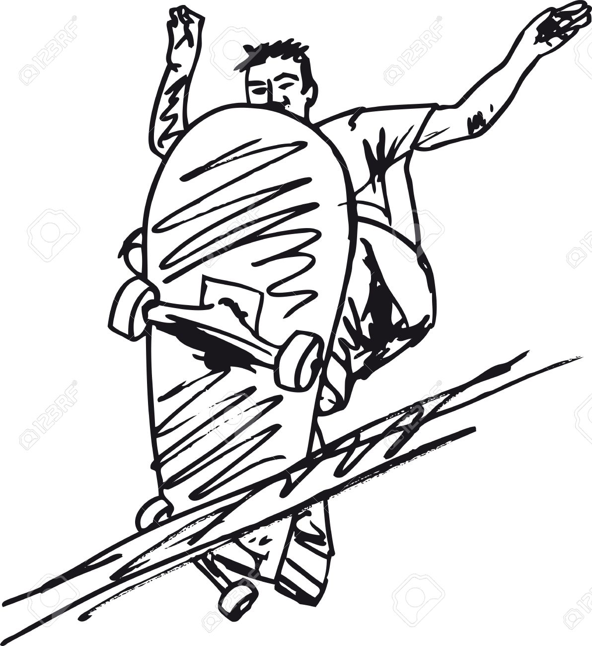 1192x1300 Sketch Of Skateboard Boy Vector Illustration Royalty Free Cliparts