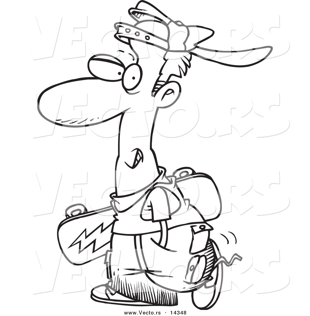 1024x1044 Vector Of A Cartoon Teen Skater Boy Carrying A Skateboard
