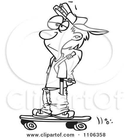 450x470 Clipart Outlined Teenage Skater Boy With His Hands In His Pockets