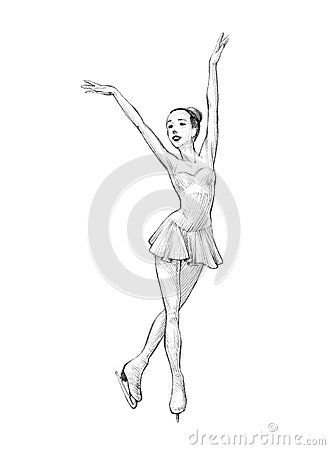 330x450 Hand Drawn Sketch, Pencil Illustration Of A Figure Skater Woman