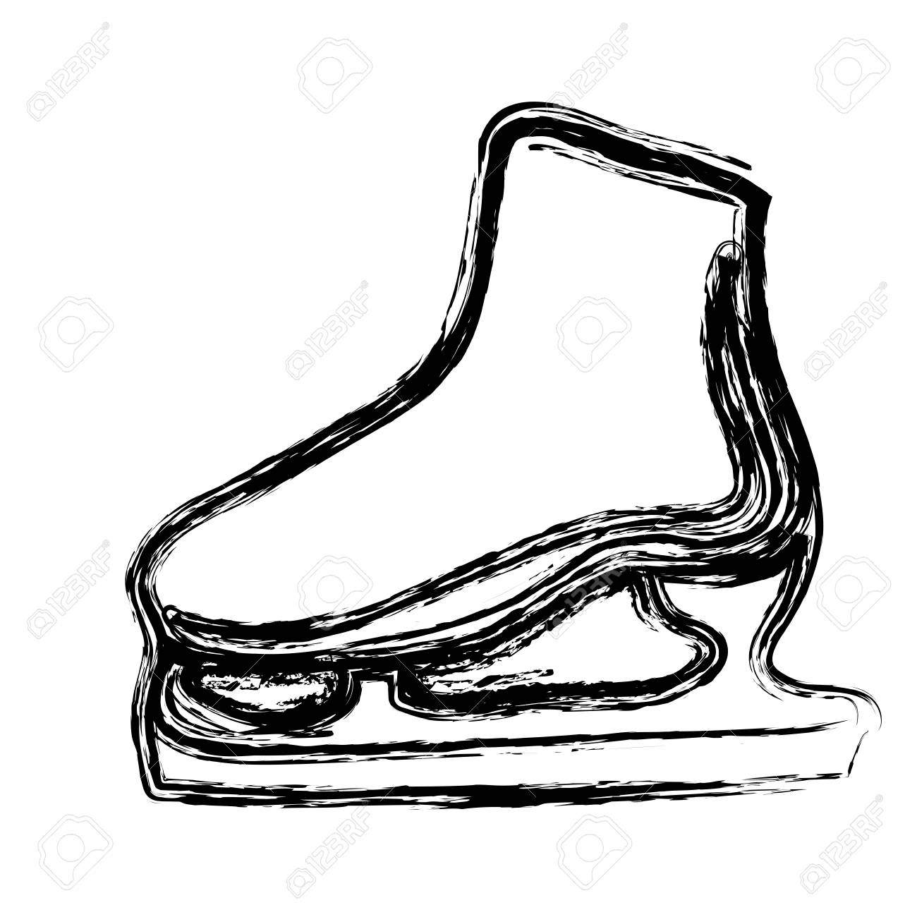1300x1300 Monochrome Sketch Of Ice Skate Vector Illustration Royalty Free