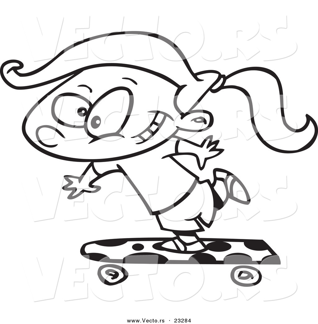 1024x1044 Cartoon Vector Of Cartoon Skateboarding Girl