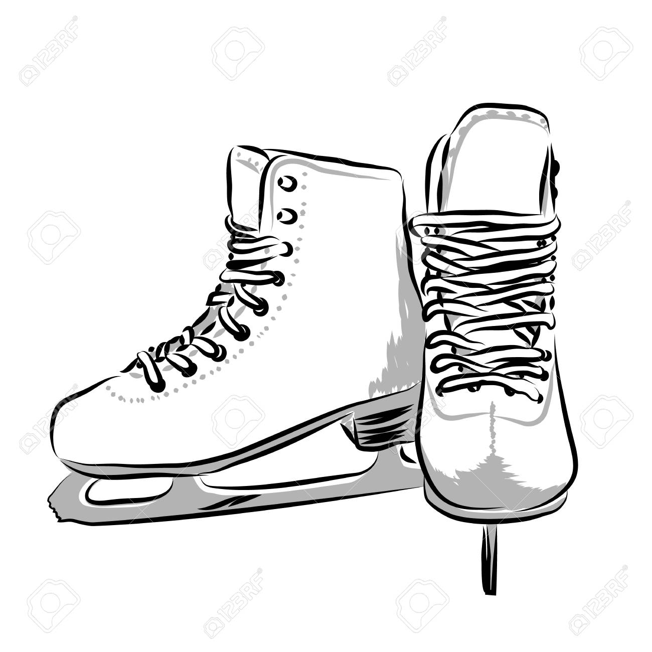 1300x1300 Vector Hand Drawn Icon Winter Objects Skates Royalty Free
