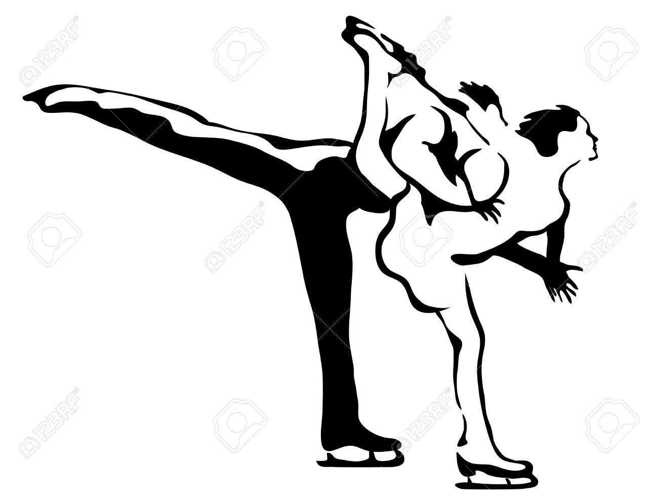 1300x994 Figure Skating. Linear Drawing In Vector Format. Royalty Free