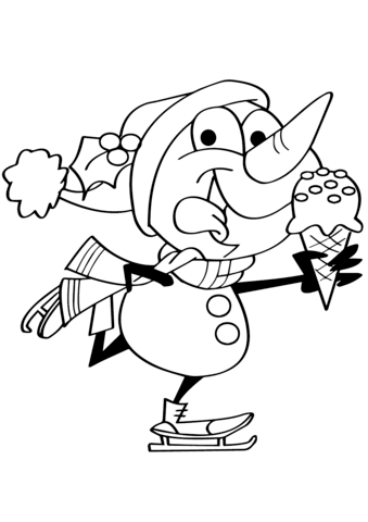339x480 Snowman Ice Skating Coloring Page Free Printable Coloring Pages