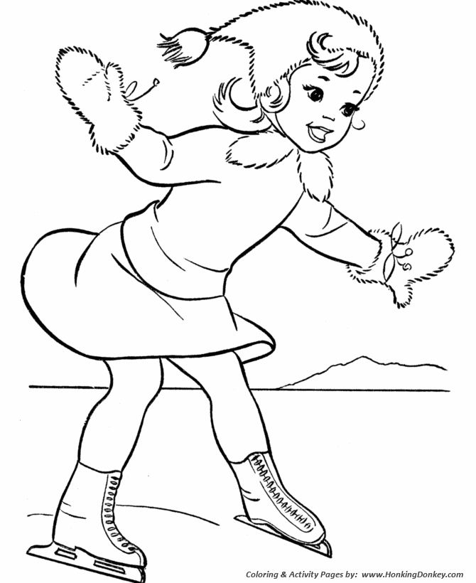 670x820 Winter Ice Skating Girl Coloring Page