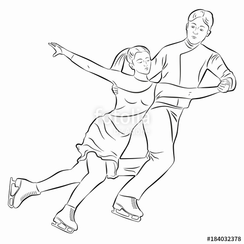 500x500 Illustration Of Figure Skating Couple , Vector Draw Stock Image