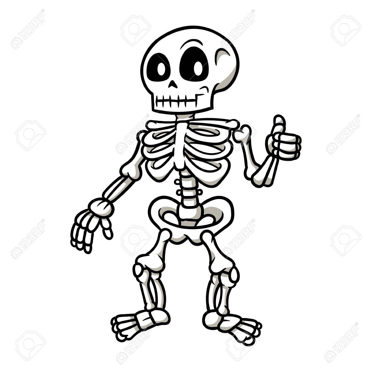 1300x1300 Cartoon Skeleton Giving A Thumbs Up Vector Illustration Royalty