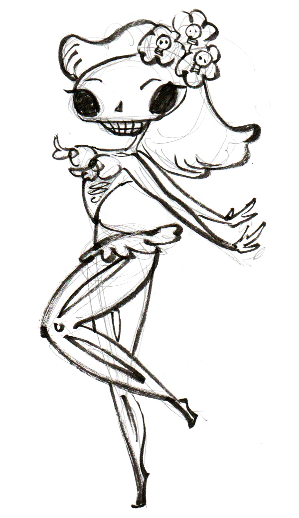 600x1037 Daisy's Drawings Another Skeleton Pin Up