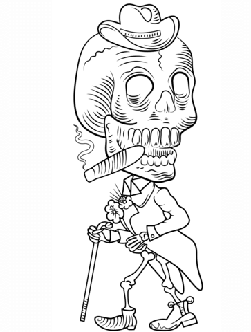 363x480 Day Of The Dead Skeleton Coloring Page Free Printable Coloring Pages
