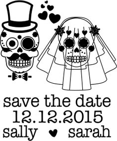236x283 Two Sugar Skull Save The Date Stamp Sugar Skull Stamps