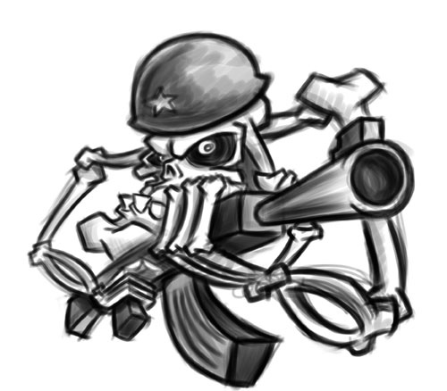 500x438 Cartoon Skeleton Soldier Sketch Revised Soldier Skeleton