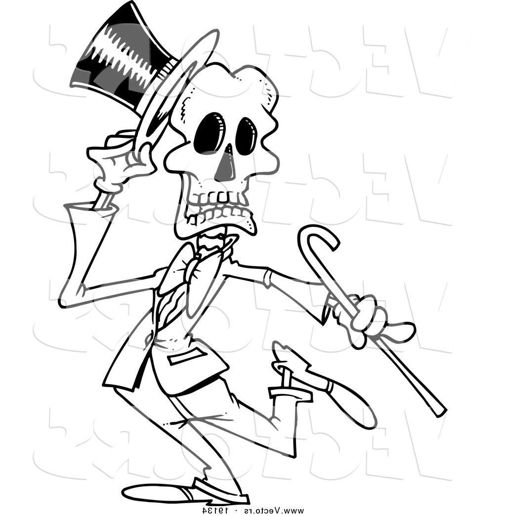 1024x1044 Top Vector Of Cartoon Dancing Skeleton Outlined Coloring Page By