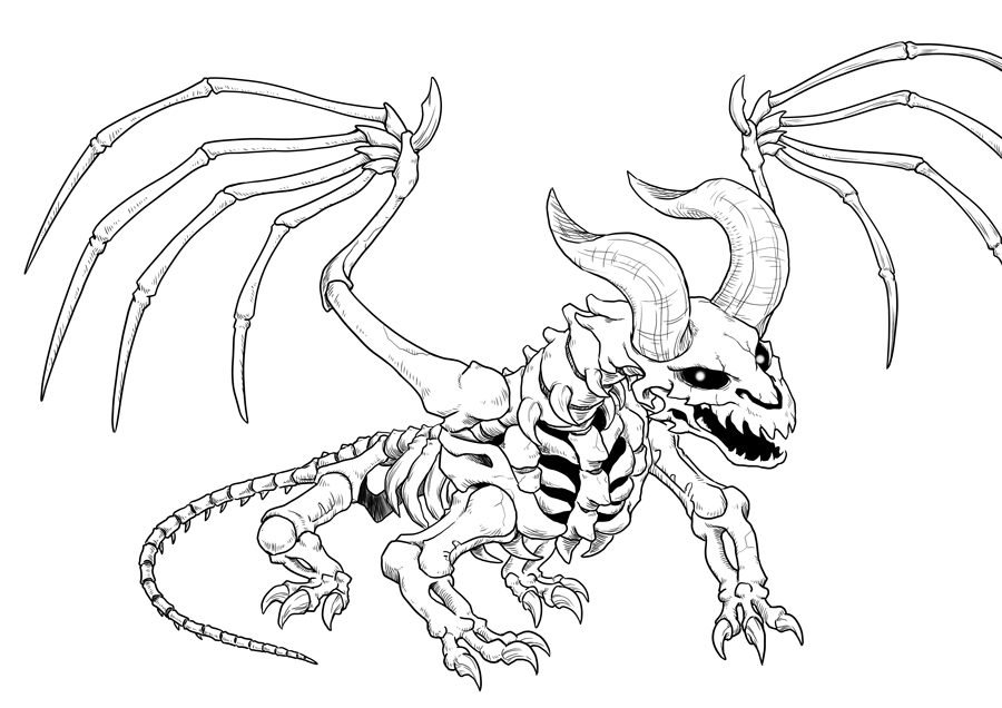 Skeleton Dragon Drawing