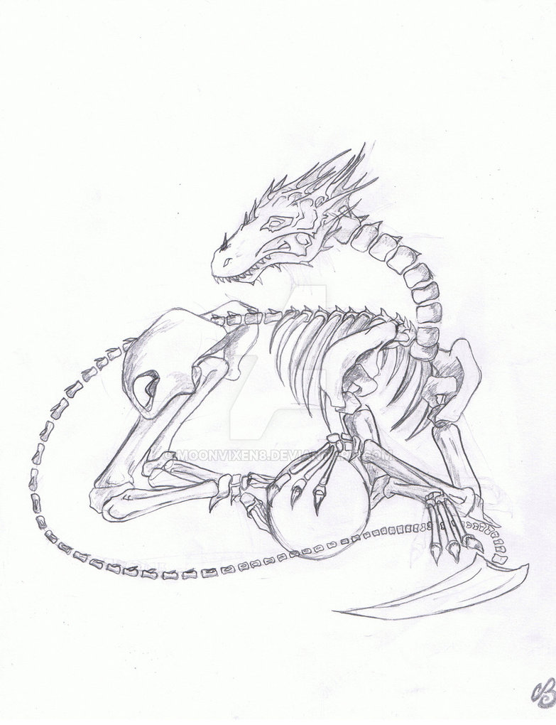 783x1020 Skeleton Dragon Tat Design By Moonvixen8