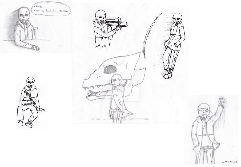 1024x710 Drawing Practice Sans The Skeleton By Windwingwolf