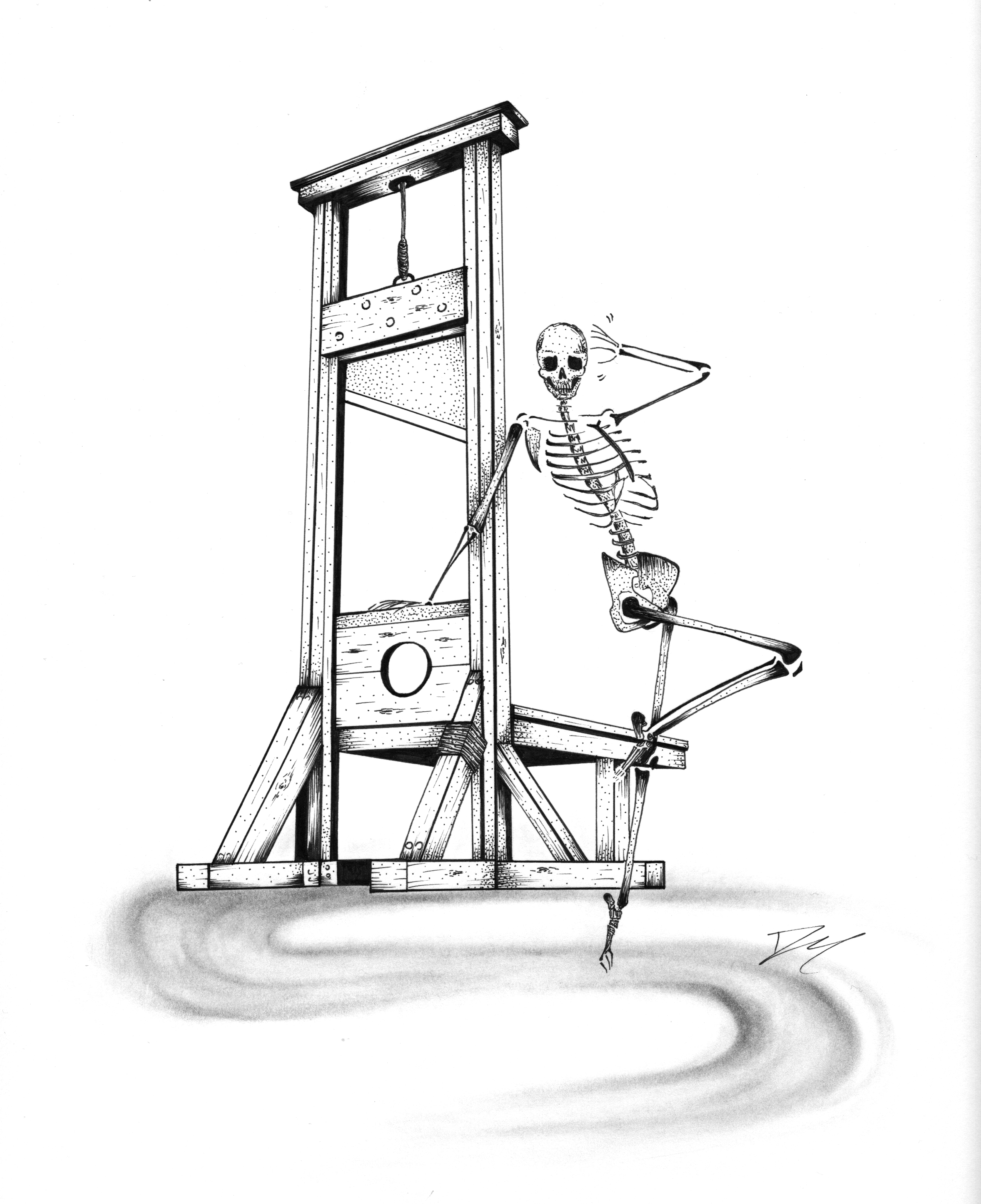 2550x3128 Skull Guillotine Skeleton Drawing