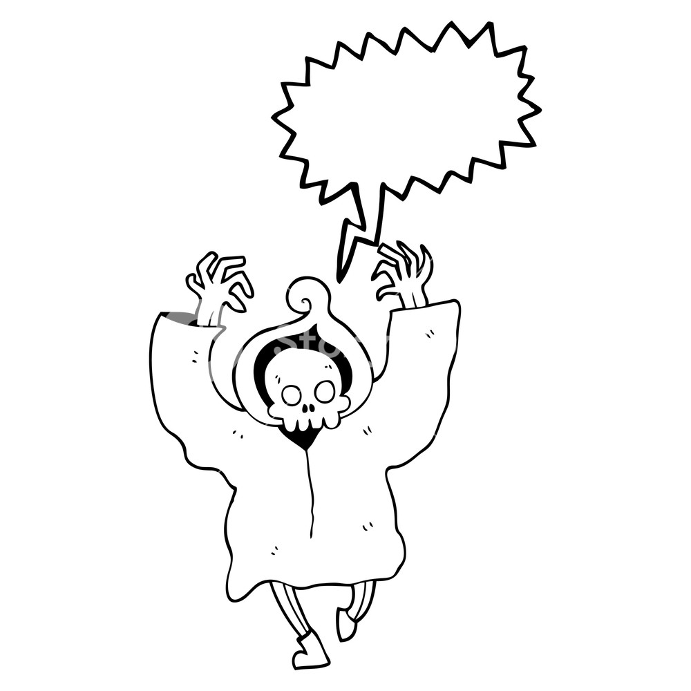 1000x1000 Freehand Drawn Speech Bubble Cartoon Dancing Death Skeleton