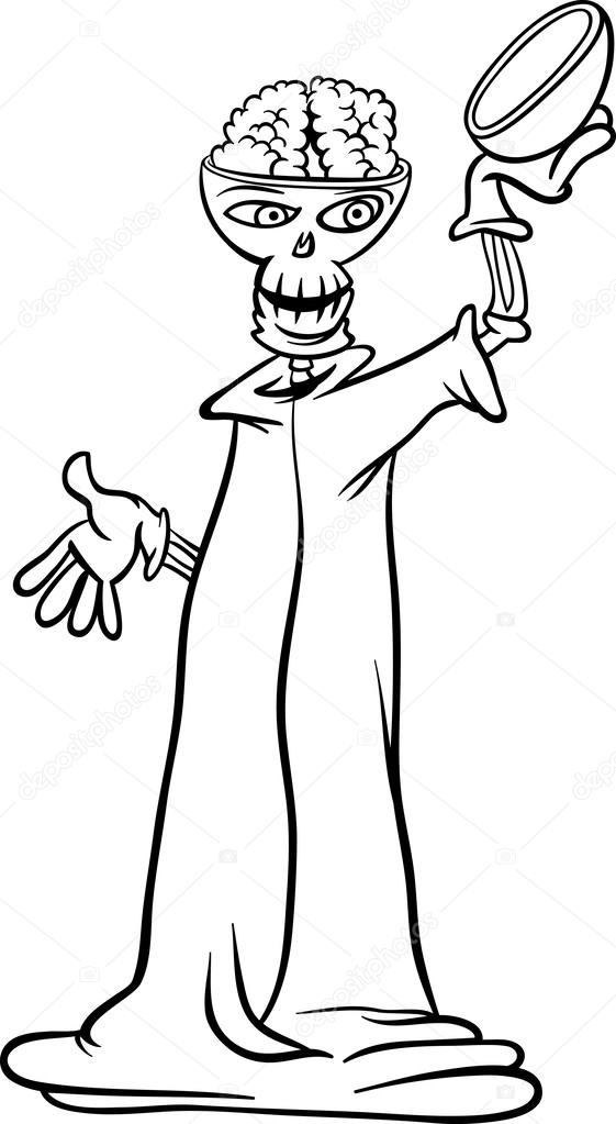 561x1023 Skeleton Cartoon For Coloring Book Stock Vector Izakowski