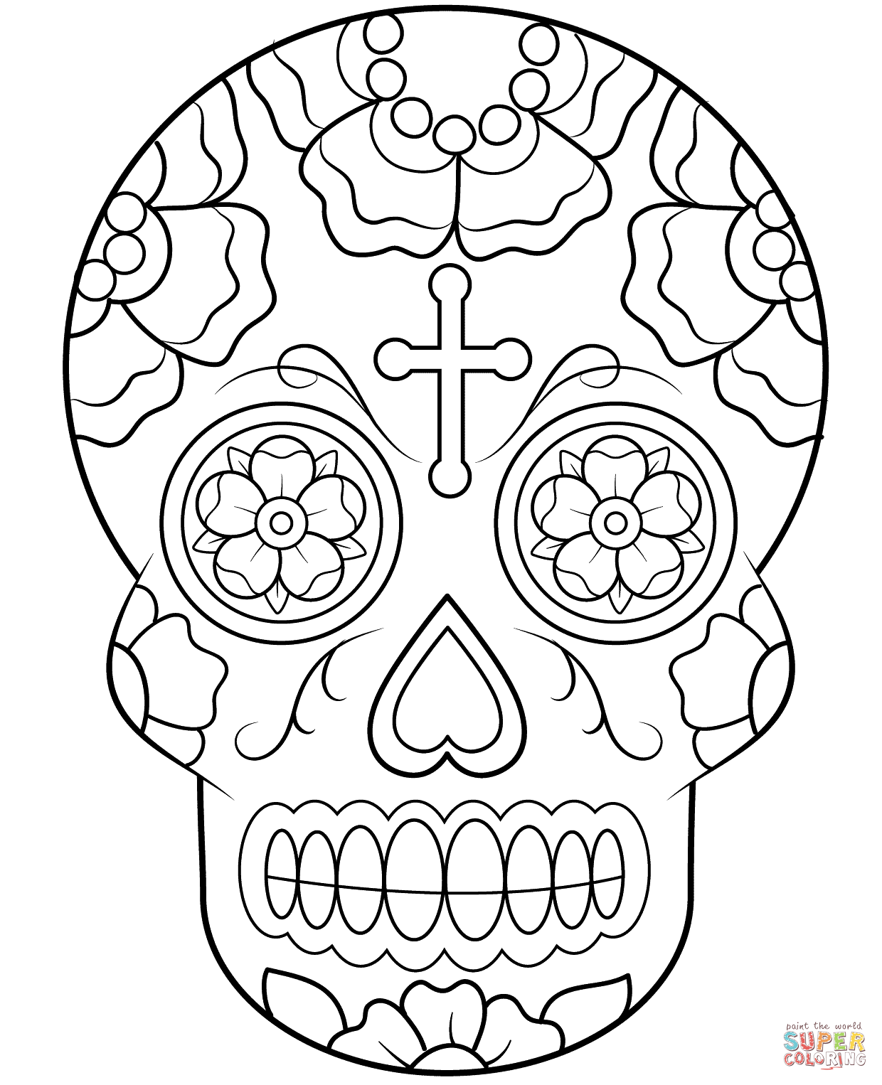 1240x1526 Calavera (Sugar Skull) Coloring Page Free Printable Coloring Pages